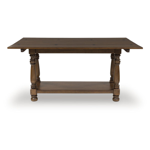 Dark Brown Flip Top Sofa Table with Shelf & Turned Legs