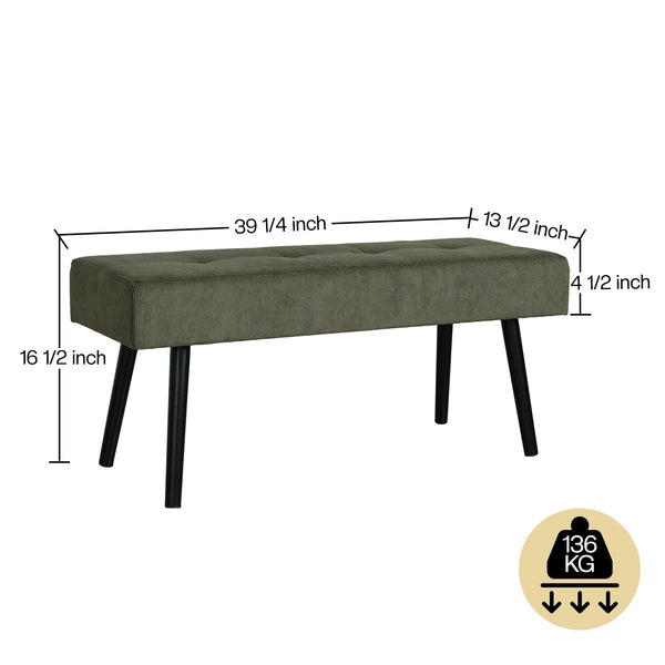 Corduroy Upholstered Entryway Bench with Metal Frame