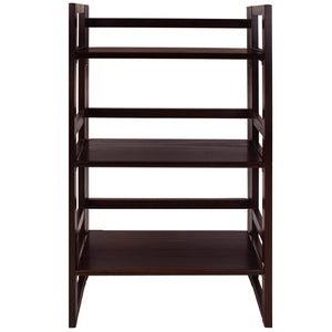 3-Shelf Folding Solid Wood Bookcase