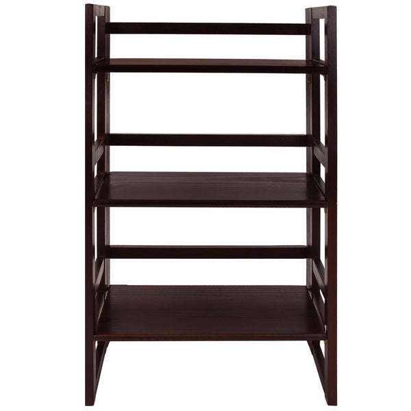 3-Shelf Folding Solid Wood Bookcase