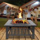 Outdoor Steel Fire Pit with Spark Screen and Poker