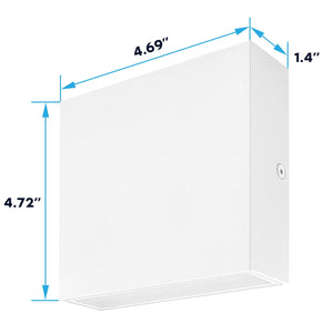 Square LED Up Down Wall Sconces Set of 2 – 5CCT Selectable, IP65 Waterproof, Metal, White