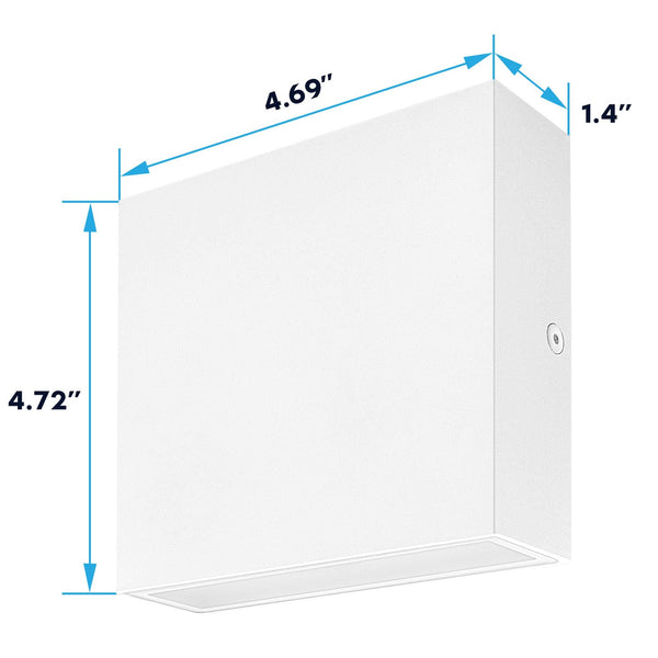 Square LED Up Down Wall Sconces Set of 2 – 5CCT Selectable, IP65 Waterproof, Metal, White