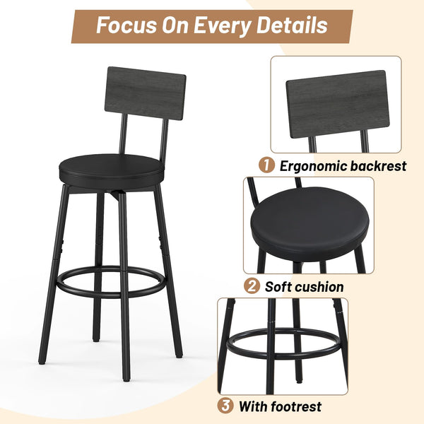 5-Piece Bar Table Set with 4 Upholstered Stools