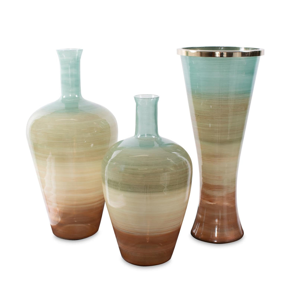 Flared Glass Vase — Brown Ombre, 23.75" Tall