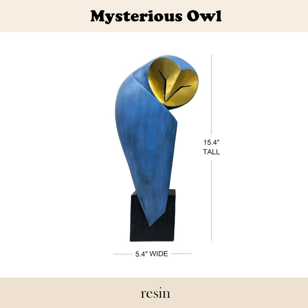 Resin Owl Sculpture – 15-Inch Handmade Home Decor Statue