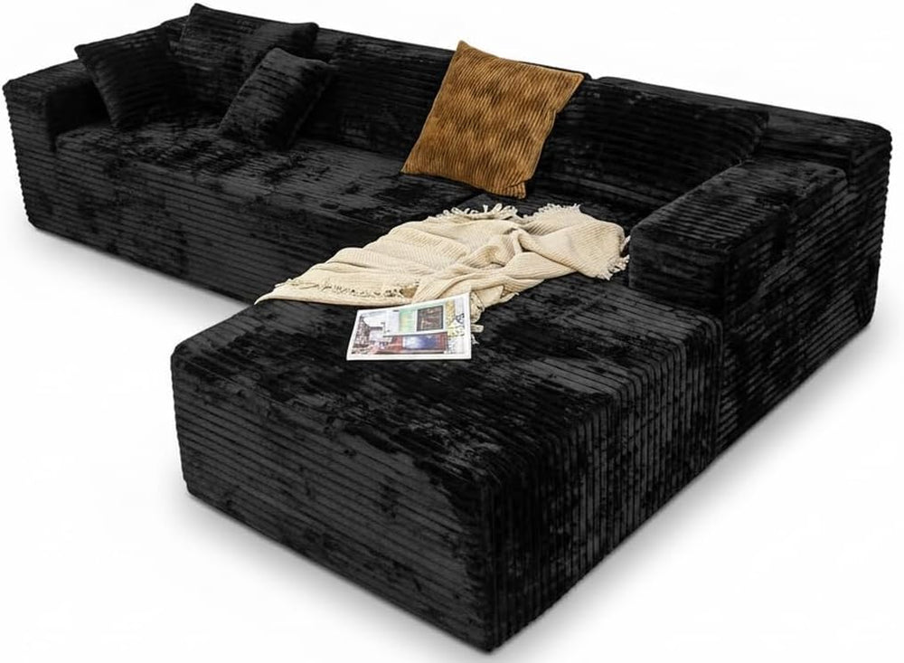 104" L-Shape Sectional Sofa with Chaise – Corduroy, No Assembly