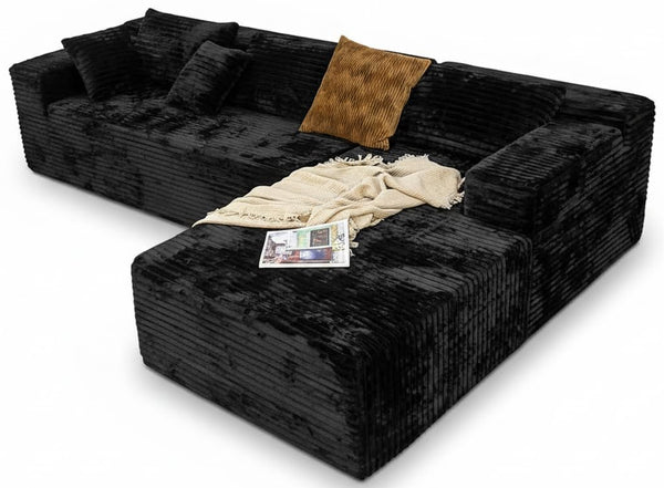 104" L-Shape Sectional Sofa with Chaise – Corduroy, No Assembly