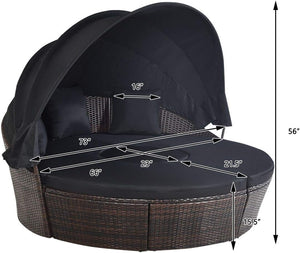 Outdoor Round Daybed with Retractable Canopy