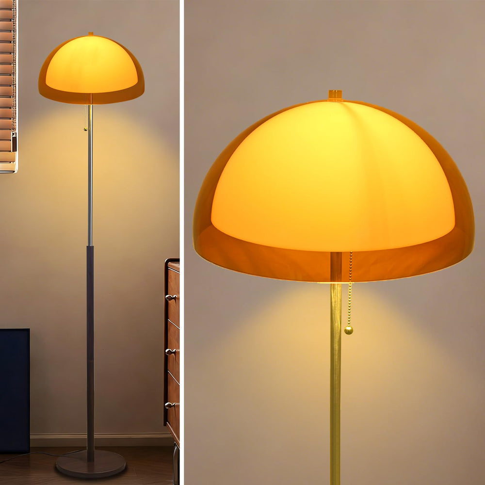 Mushroom Floor Lamp 60" Orange Mid Century Globe Acrylic Standing Lamp