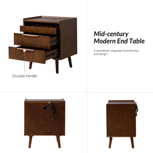 Mid-Century End Table with Charging Station