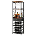 4-Tier Freestanding Wine Rack with Bar Cabinet and Glass Holder