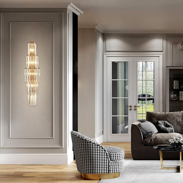 Modern Crystal Wall Sconce 5-Light Metal Vanity Light Fixture