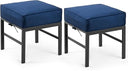 Aluminum Outdoor Patio Ottomans with Cushions, Set of 2
