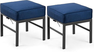 Aluminum Outdoor Patio Ottomans with Cushions, Set of 2