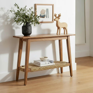 Walnut Console Table with Wood Legs – Entryway & Sofa Table