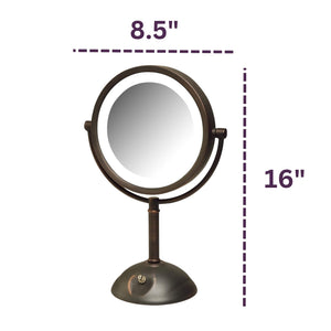 Lighted Tabletop Vanity Mirror with 1X & 8X Magnification