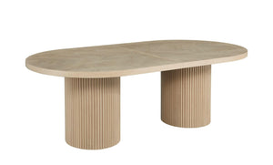 Extendable Oval Dining Table with Double Pedestal Base