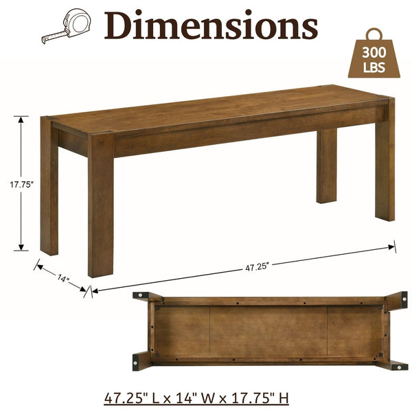Solid Wood Dining & Entryway Bench 47.25"