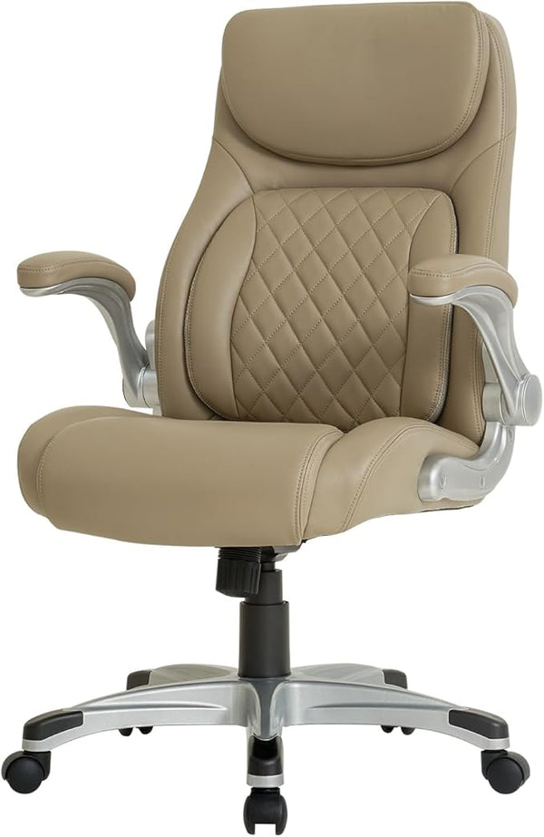 Ergonomic PU Leather Office Chair with Click-5 Lumbar Support