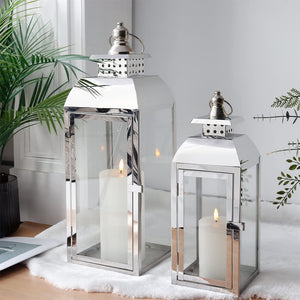 Set of 2 Vintage Metal Candle Lanterns – Indoor & Outdoor Hanging Lanterns