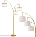 3-Light Arc Floor Lamp with Linen Drum Shades