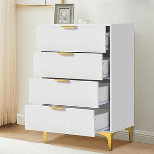 4-Drawer Bedroom Dresser with Gold Metal Handles
