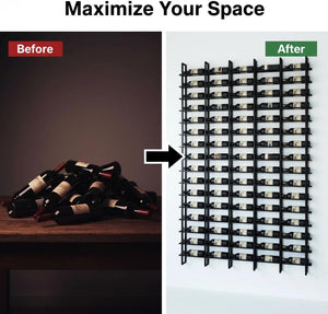 Wall Mounted Metal Wine Rack with Horizontal Bottle Storage