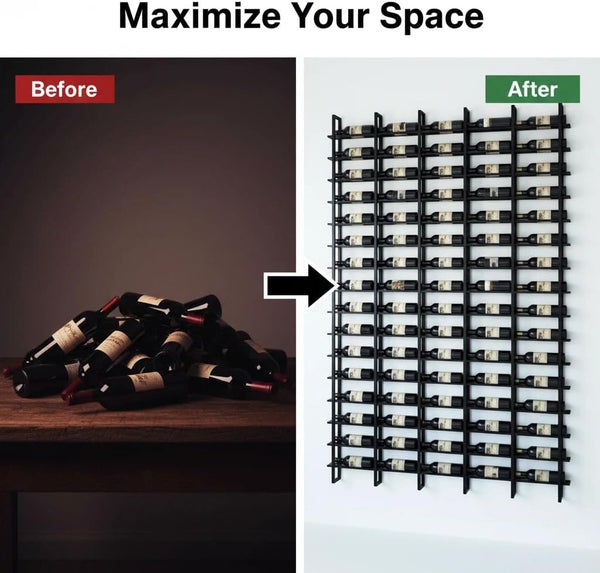 Wall Mounted Metal Wine Rack with Horizontal Bottle Storage