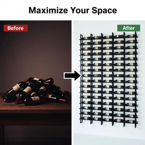 Wall Mounted Metal Wine Rack with Horizontal Bottle Storage