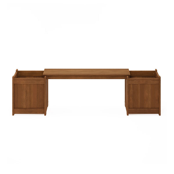 Outdoor Hardwood Planter Bench with Flower Box