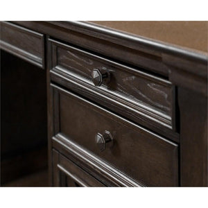 66" Wood Double Pedestal Executive Desk – Dark Brown