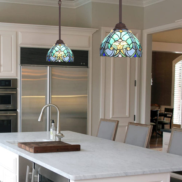 Tiffany Stained Glass Pendant Light – Sea Green