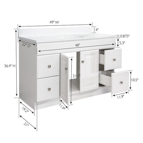 49-Inch Bathroom Vanity with Cultured Marble Top