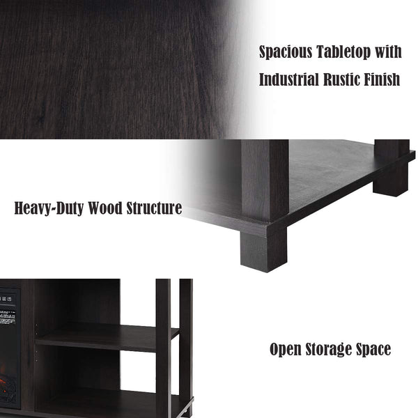 TV Stand with Adjustable Shelves and Fireplace Opening – Fits Up to 65" TVs