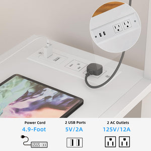 3-Tier Printer Stand with Charging Station & Lockable Wheels