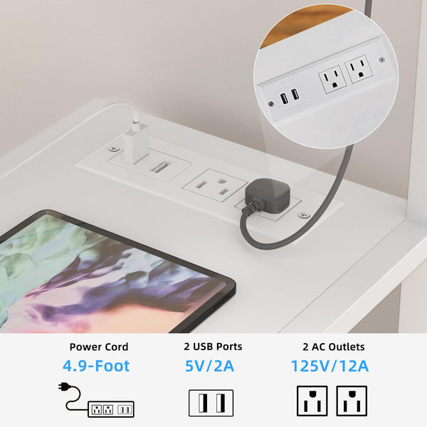 3-Tier Printer Stand with Charging Station & Lockable Wheels