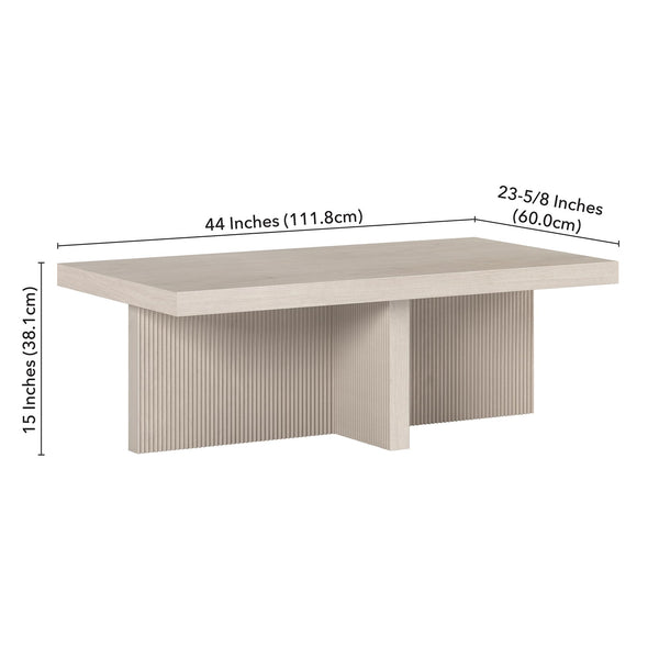 44" Fluted Rectangular Pedestal Coffee Table