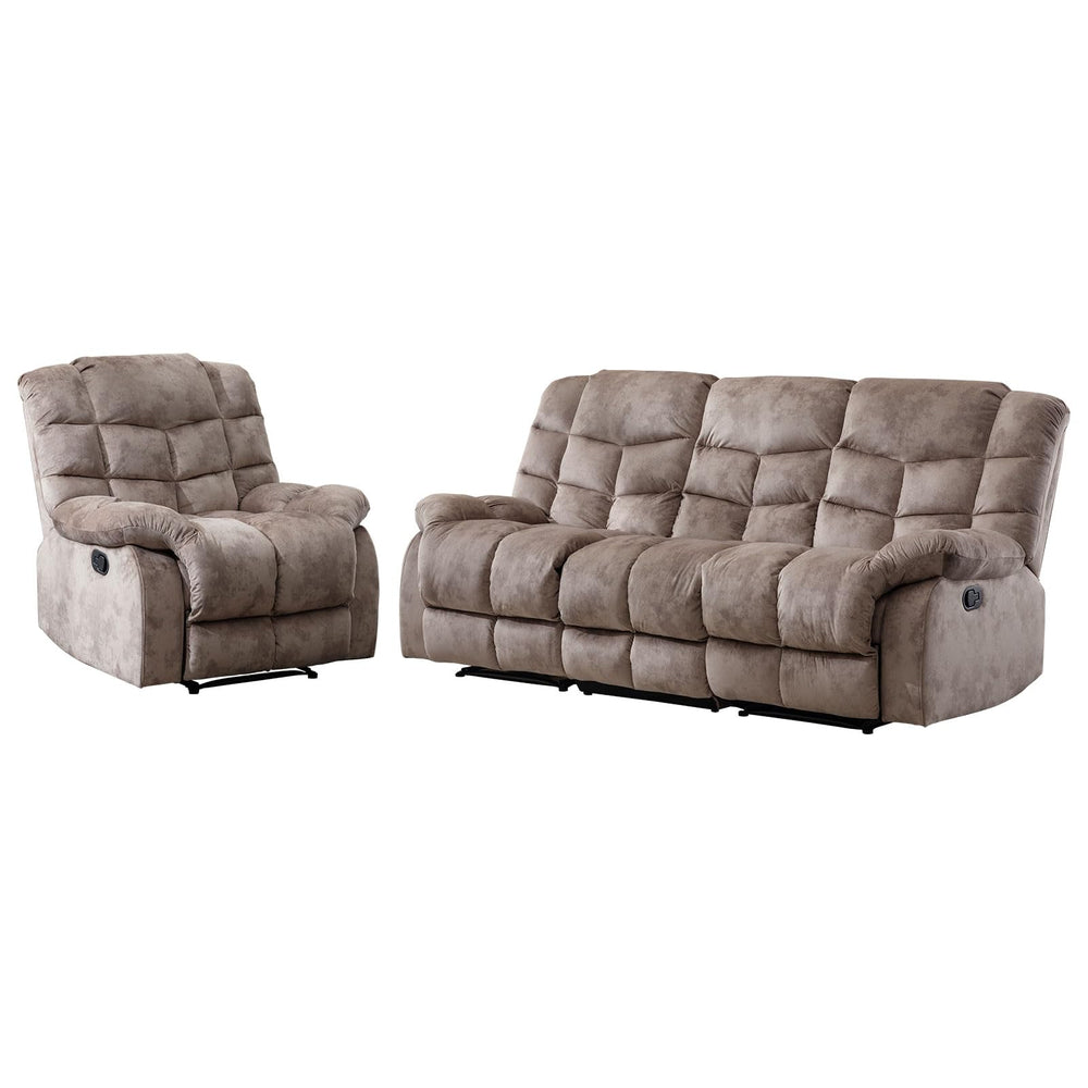 Manual Recliner Sofa Set – 4-Seat Fabric Living Room Set