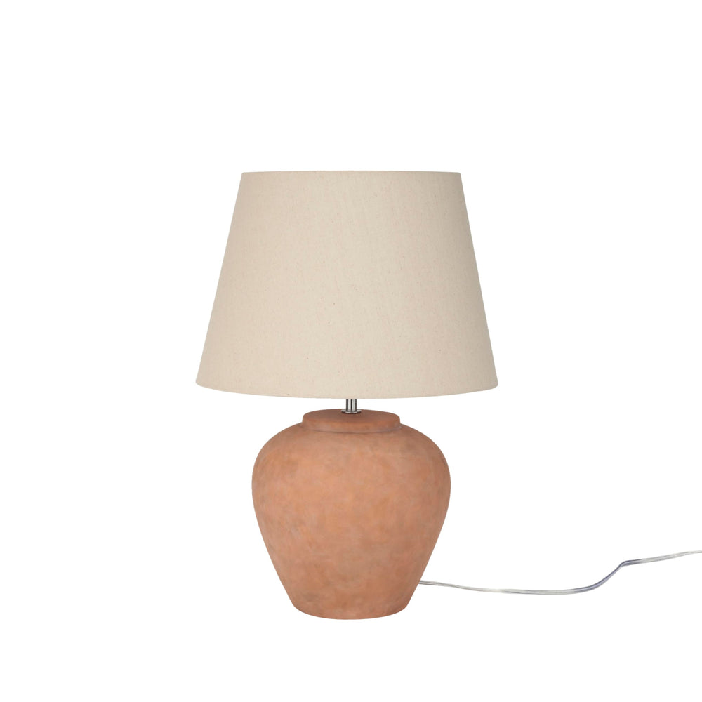 Rustic Terracotta Ceramic Table Lamp with Fabric Shade