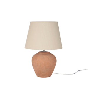 Rustic Terracotta Ceramic Table Lamp with Fabric Shade