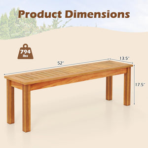 Acacia Wood Outdoor Bench Set of 2 – Slatted Seat, 794 LB Capacity