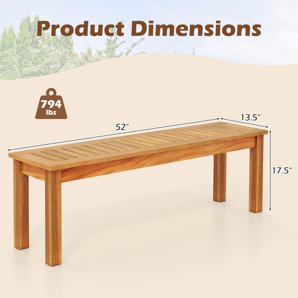 Acacia Wood Outdoor Bench Set of 2 – Slatted Seat, 794 LB Capacity