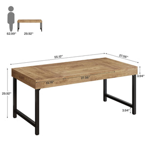 55" Industrial Executive Desk with Metal Legs