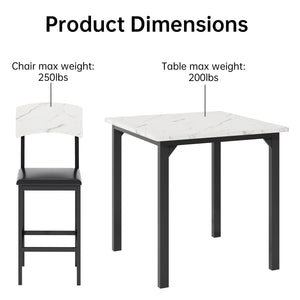5-Piece Counter Height Dining Table Set with Upholstered Bar Stools