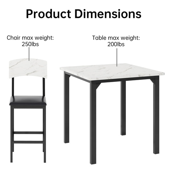 5-Piece Counter Height Dining Table Set with Upholstered Bar Stools