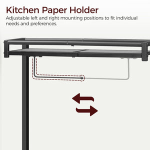 Baker's Rack with Power Outlet, Paper Holder & 6 Hooks