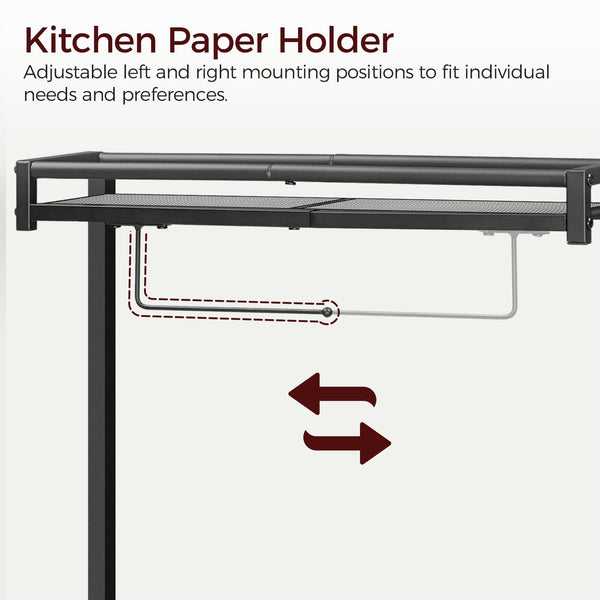 Baker's Rack with Power Outlet, Paper Holder & 6 Hooks