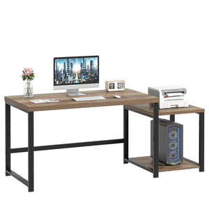 63-Inch Computer Desk with Printer Shelf & PC Tower Stand