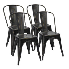 Stackable Metal Dining Chair Set of 4 – Indoor & Outdoor